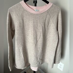 Boden Beige Wool Blend Sweater with Pink Trim